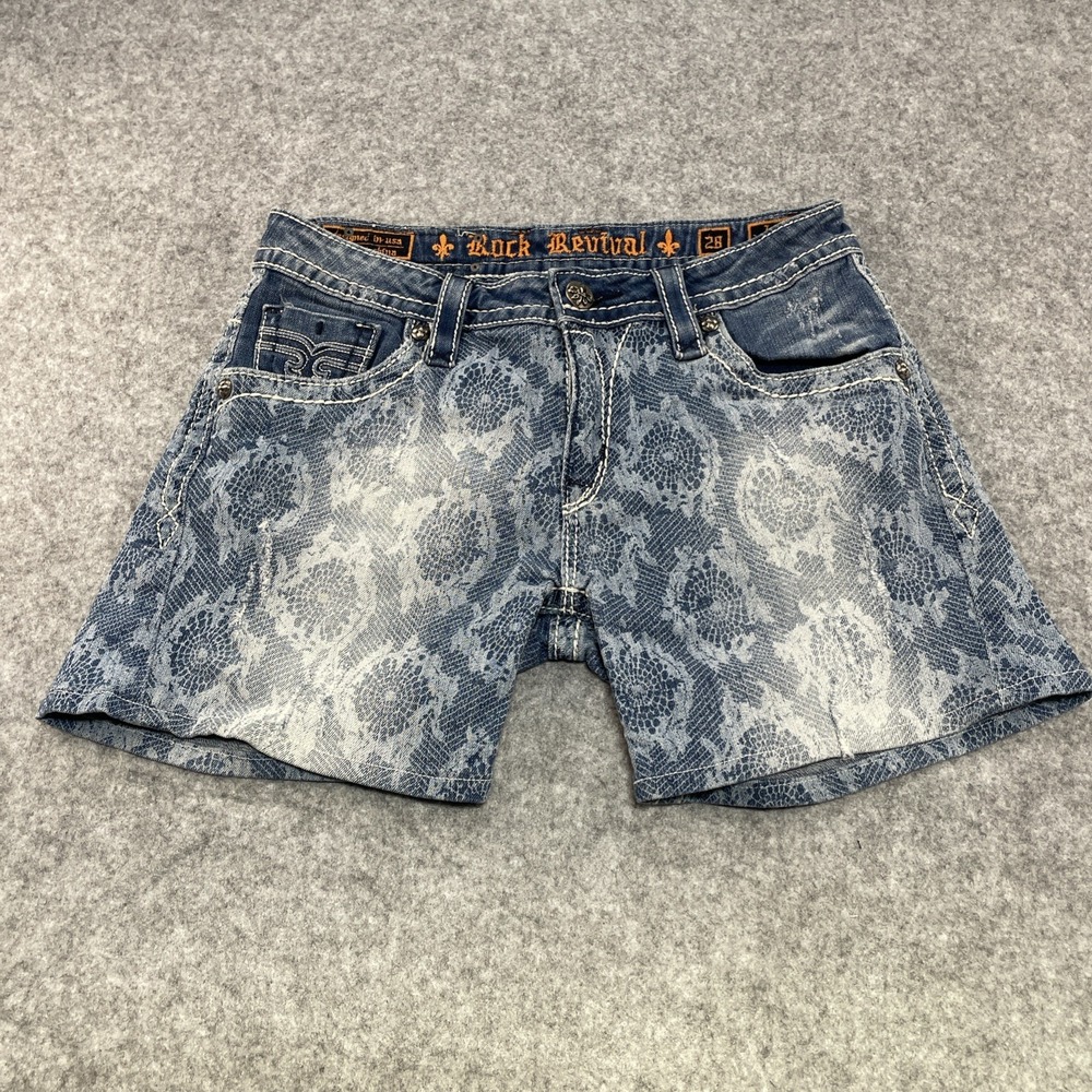 Rock Revival Women's Lydia Easy Shorts Size 28 Factory Distressed Denim  Y2K